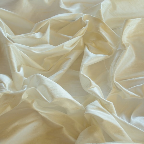 Ivory Dupioni Silk, 100% Silk Fabric, 44" Wide or 54" Wide, By The Yard (S-102)