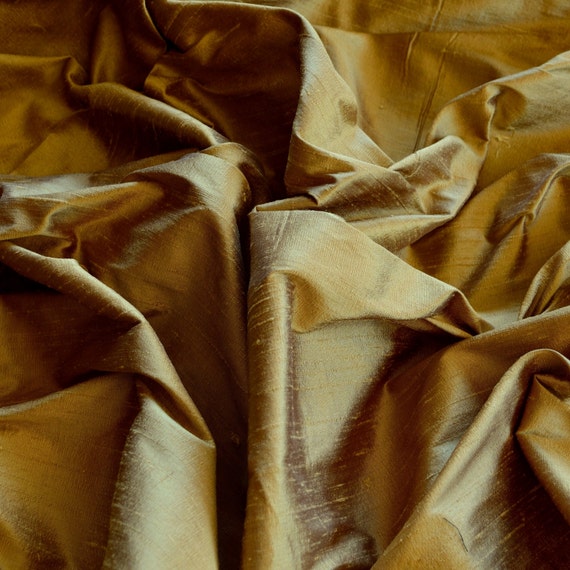 Light brown taupe 100% dupioni silk fabric yardage By the Yard 54