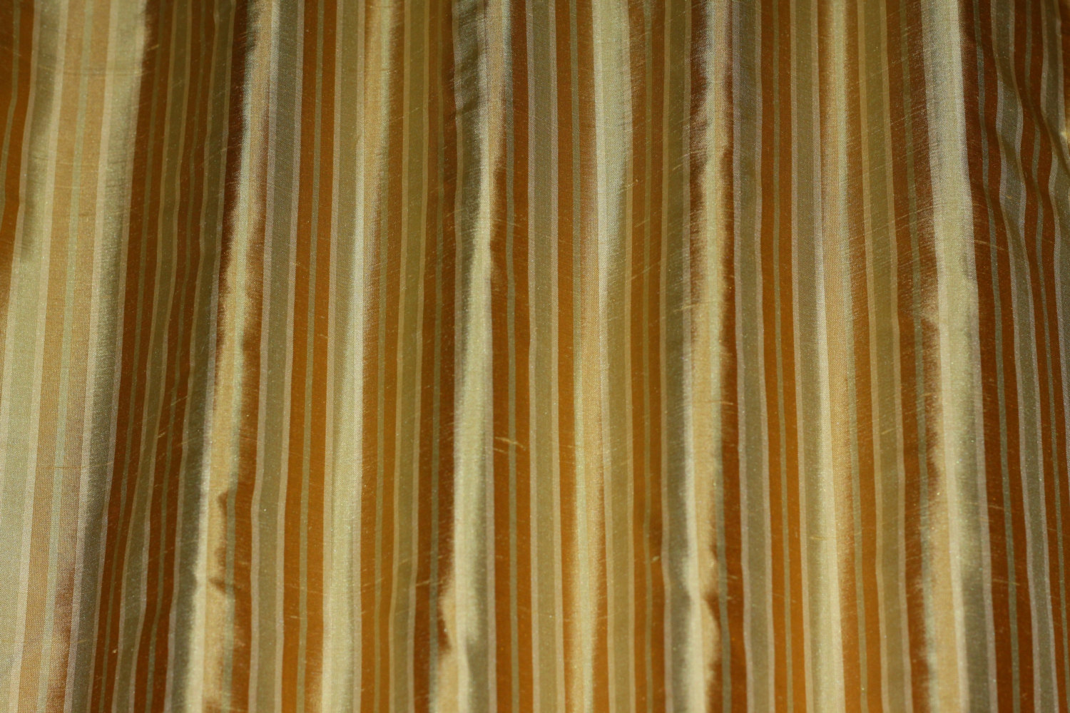 Gold & Taupe Vertical Stripes 100% Silk Dupioni Shantung, 54" Wide, By the Yard (SD-631)