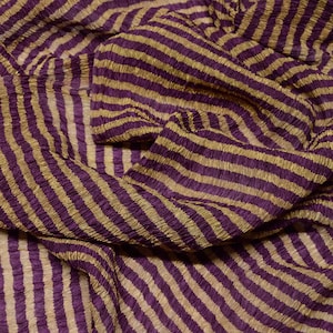 Purple/Gold Crinkled Metallic  Striped Silk Organza Fabric, Silk/Metallic Fabric, By The Yard, 30" Wide (TS-7251)