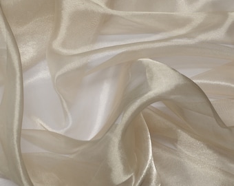 Blush White/Silver Metallic Silk Organza, Silk/Metallic Fabric, By The Yard, 44" Wide (TS-7203)