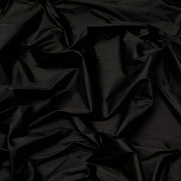 Black Shantung Silk, 100% Silk Fabric, 54" Wide, By The Yard (SF-5080)