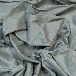 Dusty Blue Dupioni Silk, 100% Silk Fabric, 44" Wide, By The Yard (S-236)