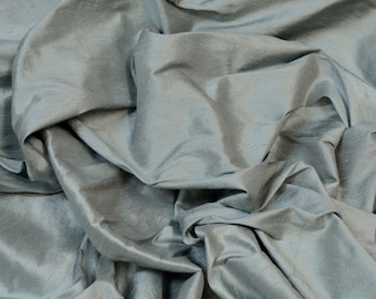 Dusty Blue Dupioni Silk, 100% Silk Fabric, 44" Wide, By The Yard (S-236)