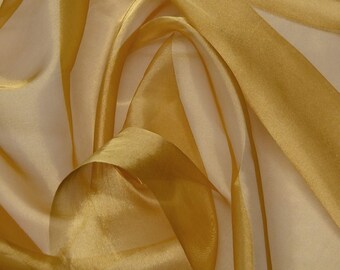 Light Brown/Gold Metallic Silk Organza, Silk/Metallic Fabric, By the Yard, 44" Wide (TS-7217)