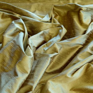 Iridescent Celadon Dupioni Silk, 100% Silk Fabric, 54" Wide, By The Yard (S-217)