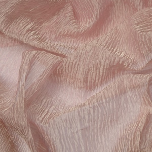 Pink/Silver Crinkled Metallic  Striped Silk Organza Fabric, Silk/Metallic Fabric, 33&quot; Wide, By The Yard (TS-7259)