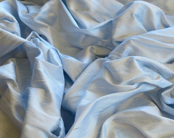 Iridescent Baby Blue Dupioni Silk, 100% Silk Fabric, 44&quot; or 54&quot;Wide, By The Yard (S-206)