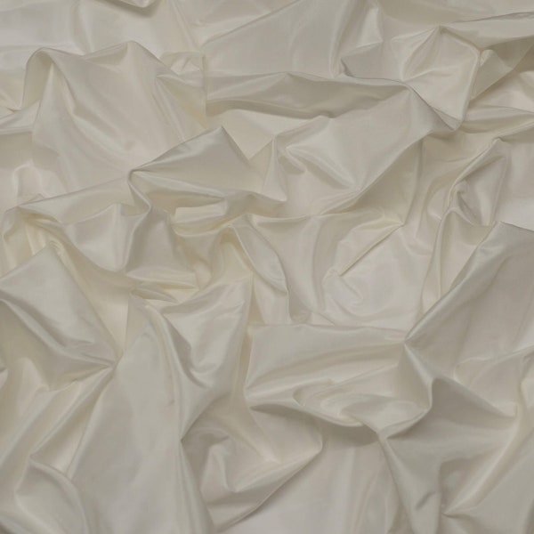 Iridescent Ivory Silk Taffeta 100% Silk Fabric, 54" Wide, par yard (TS-7015)