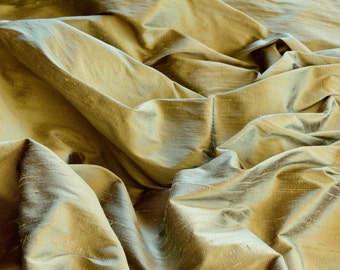 Iridescent Antique Gold Dupioni Silk, 100% Silk Fabric, 44" Wide or 54" Wide, By The Yard (S-150)