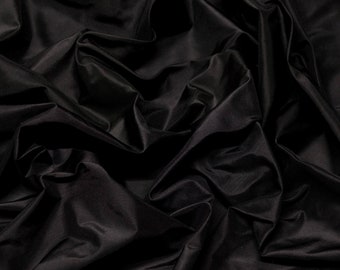 Black Silk Taffeta 100% Silk Fabric, 54&quot; Wide, By The Yard (TS-7008)