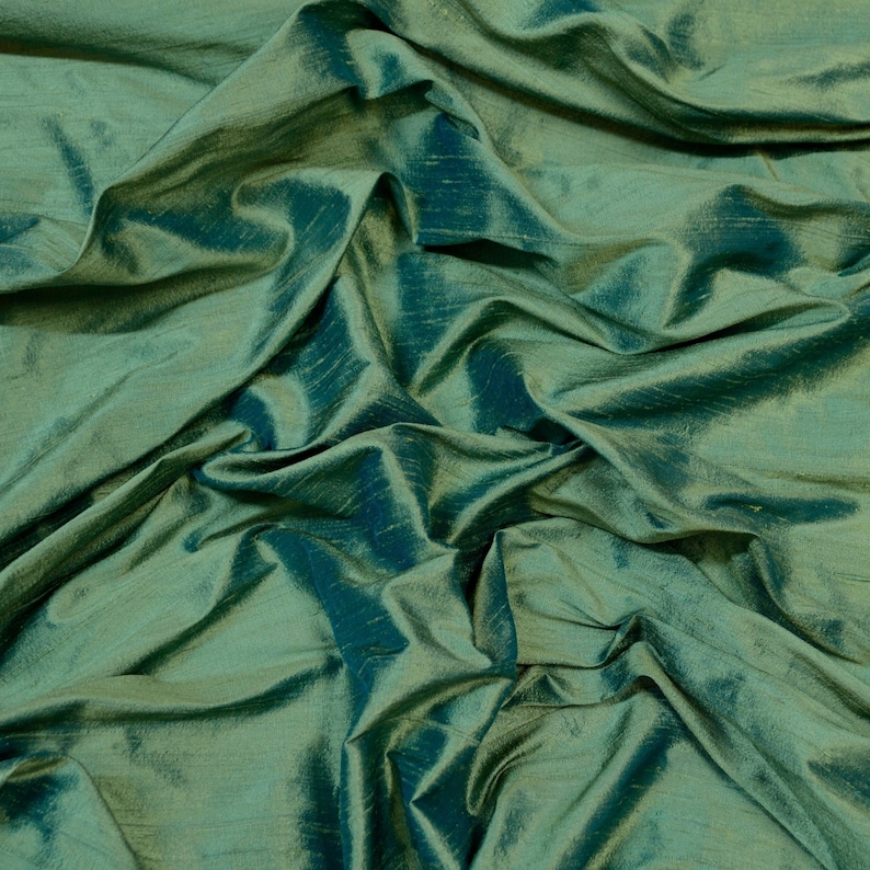 Iridescent Jade Green Dupioni Silk 100 Silk Fabric 54 Etsy Australia