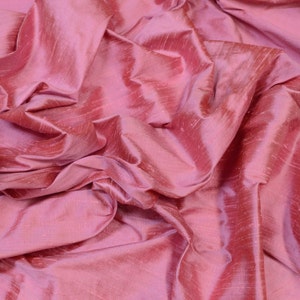 Iridescent Dark Pink Dupioni Silk, 100% Silk Fabric, 44" Wide, By The Yard (S-232)