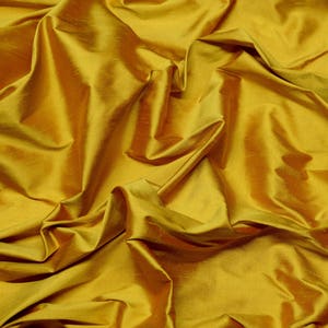 Iridescent Sunset Gold Yellow Shantung Silk, 100% Silk Fabric, 54" Wide, By The Yard (SF-5060)