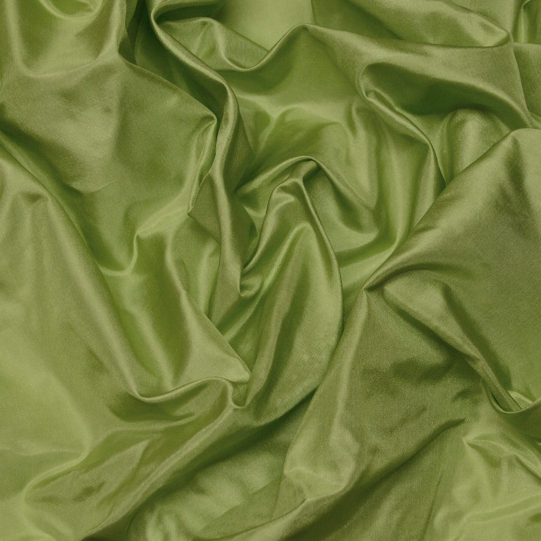 Lime Cream Green Taffeta Silk Fabric main image 1