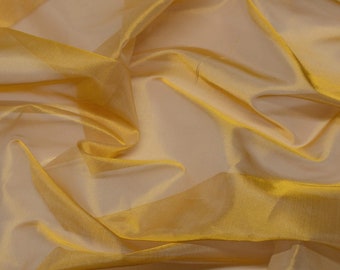 White Gold Metallic Silk Organza, Silk/Metallic Fabric, By The Yard, 44" Wide (TS-7207)