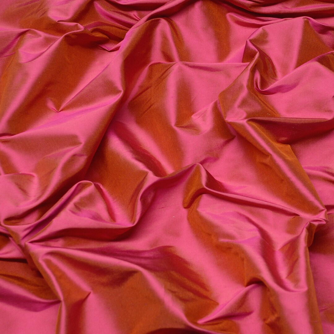 Fuchsia Pink Metallic Shantung Silk Fabric main image 1
