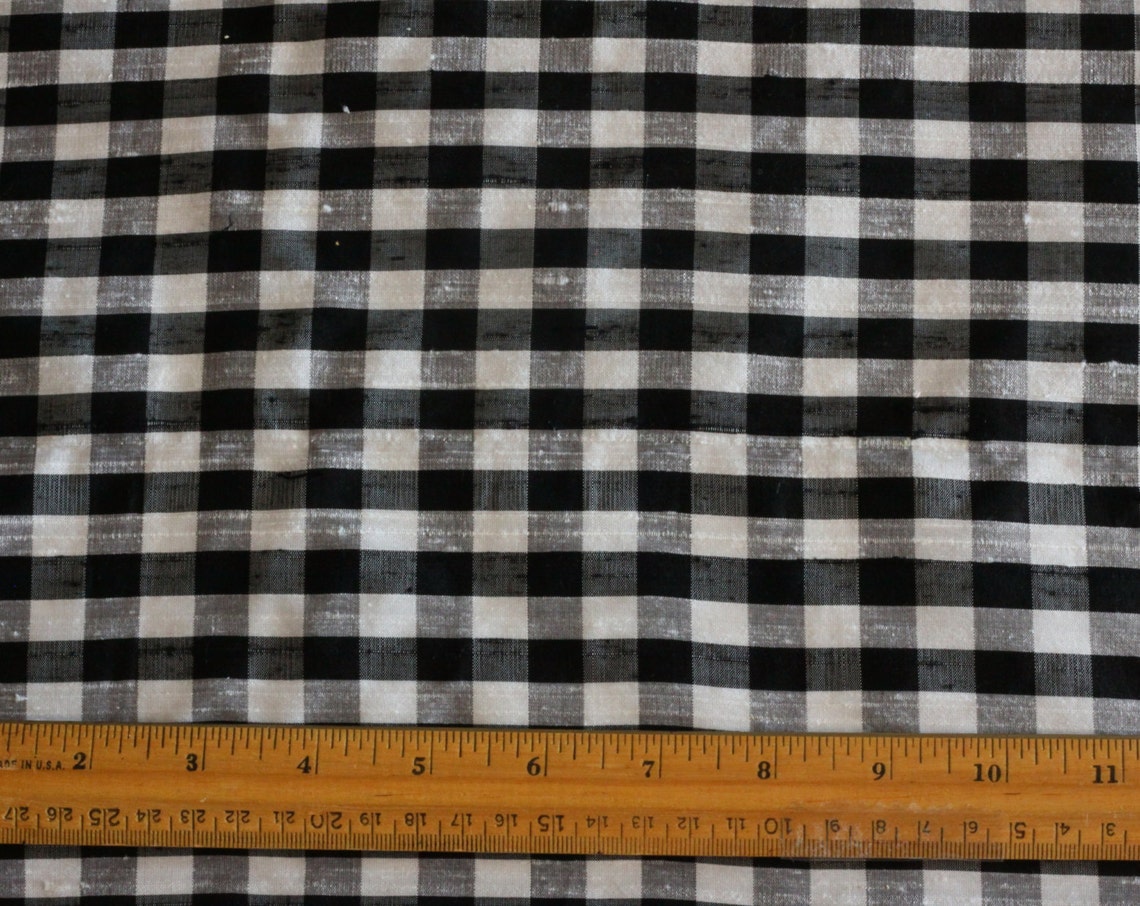 White Swirl on Black Shantung Embroidered Dupioni Silk main image 1