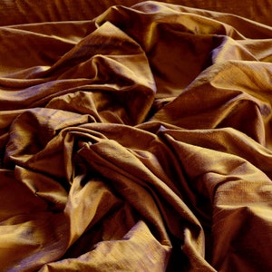 Iridescent Bronze Sapphire Dupioni Silk, 100% Silk Fabric, 44" Wide, By The Yard (S-186)