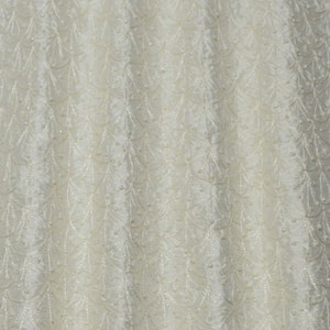 Ivory Shantung Dupioni Bridal Embroidery with Beads 100% Silk Fabric, 44&quot; Wide, By The Yard (EB-909B)