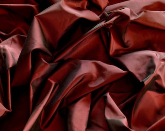 Burgundy Red Silk Taffeta 100% Silk Fabric, 54&quot; Wide, By The Yard (TS-7020)