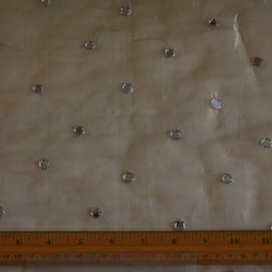 Silver/White Embroidery Metallic Silk Organza Fabric 44" Wide, By the Yard (EB-914A)