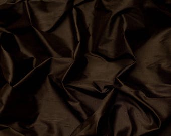 Seda Shantung marrón chocolate oscuro, tela de seda 100%, 54" de ancho, cortada a medida (SF-5079)