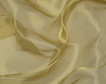 Light  Gold Metallic Silk Organza, Silk/Metallic Fabric, By The Yard, 44" Wide (TS-7201)
