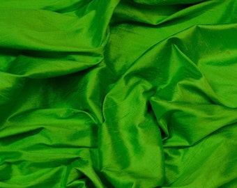 Apple Green Dupioni Silk, 100% Silk Fabric, 44" Wide, By The Yard (S-225)