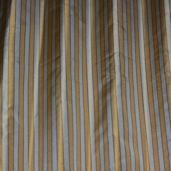 Grey & Olive Vertical Stripes on 100% Silk Taffeta, 54" Wide, By the Yard (SD-723B)