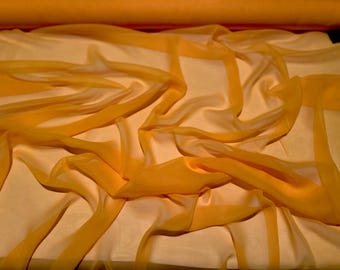 Golden Yellow Silk Georgette Chiffon 100% Silk Fabric, 44" Wide, By the Yard (TS-7601T)