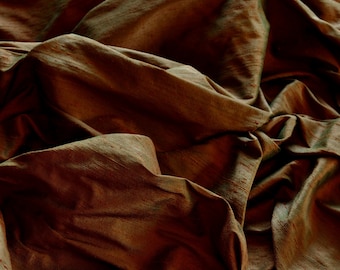 Iridescent Green Bronze Dupioni Silk, 100% Silk Fabric, 54" Wide, By The Yard (S-173)