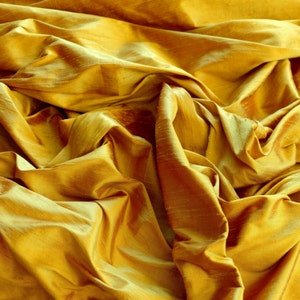 Iridescent Sunset Gold Dupioni Silk, 100% Silk Fabric, 44" Wide, By The Yard (S-148)