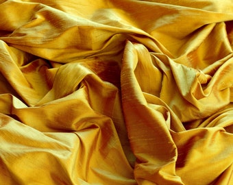 Iridescent Sunset Gold Dupioni Silk, 100% Silk Fabric, 44" Wide, By The Yard (S-148)