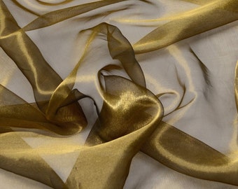 Black/Gold Metallic Silk Organza, Silk/Metallic Fabric, By the Yard, 44" Wide (TS-7206)