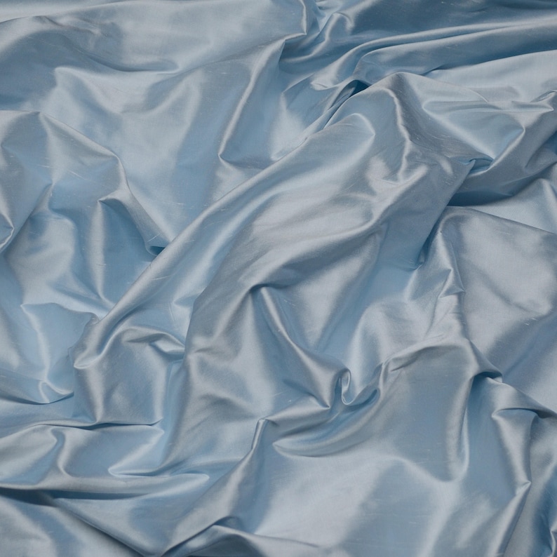 Iridescent Baby Blue Shantung Silk 100 Silk Fabric 54 Etsy
