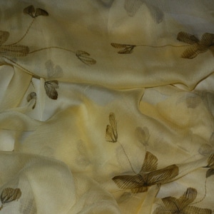 Yellow Hand-Painted 100% Silk Crinkled Chiffon Fabric, 44&quot; Wide, By the Yard (TS-7458B)