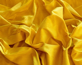 Soie Dupioni jaune autobus scolaire, tissu 100 % soie, 44 po. de large, par mètre (S-216)
