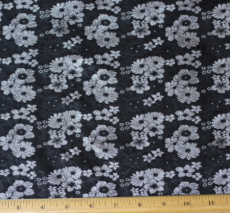 Black/white Satin Brocade Jacquard 100% Silk Fabric 44 - Etsy