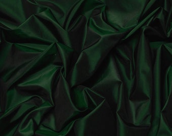 Iridescent Hunter Green Silk Taffeta 100% Silk Fabric, 54&quot; Wide, By The Yard (TS-7030)