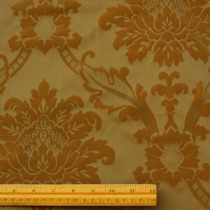 Camel/Bronze Damask Jacquard 100% Silk Fabric 54" Wide, By the Yard (JD-44105)