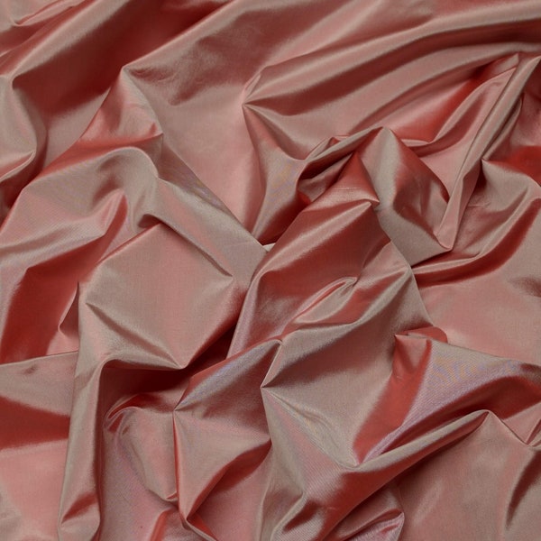 Dusty Rose Iridescent Silk Taffeta 100% Silk Fabric, 54" Wide, By The Yard (TS-7001)