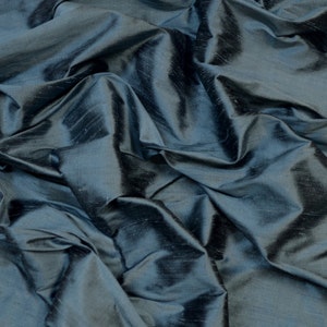 Iridescent Cadet Blue Dupioni Silk, 100% Silk Fabric, 54" Wide, By The Yard (S-239)