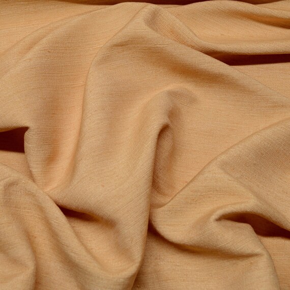 Peach Tassah Silk with Cotton Backing 100% Raw Silk Fabric, 54" Wide, By The Yard (WT-226B)