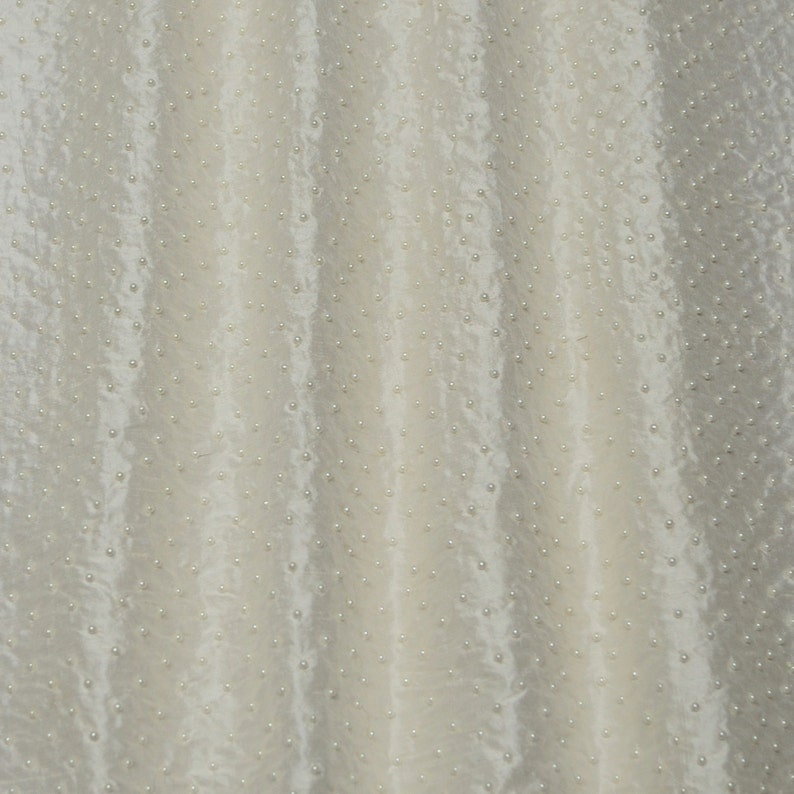 Beaded Ivory Shantung Dupioni 100 Silk Fabric, 54 Wide, By The Yard EB
