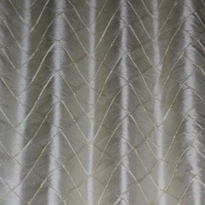 Ecru/Cream Pintuck Diamond Dupioni Shantung w/ Embroidery 100% Silk Fabric, 54&quot; Wide, By the Yard (EB-806C)