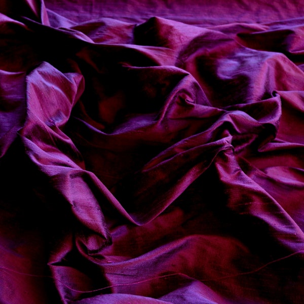 Soie Dupioni magenta irisée, tissu 100 % soie, 44 po de large ou 54 po de large, par cour (S-139)