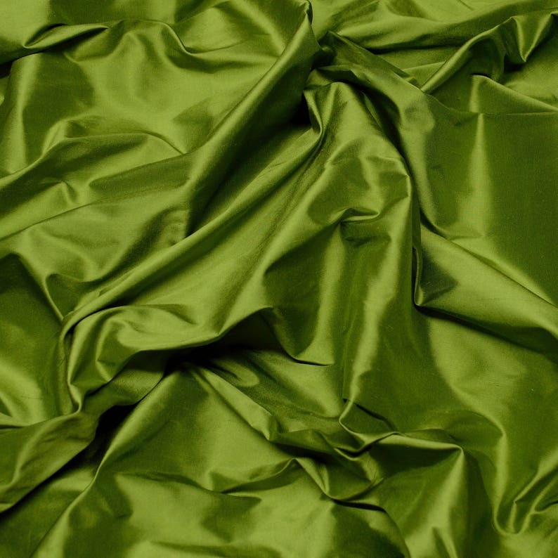 Iridescent Dark Olive Green Shantung Silk 100 Silk Fabric Etsy