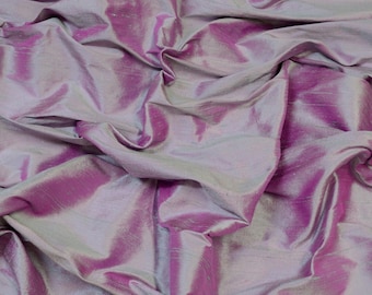 Iridescent Amethyst Dupioni Silk, 100% Silk Fabric, 44" Wide, By The Yard (S-228)