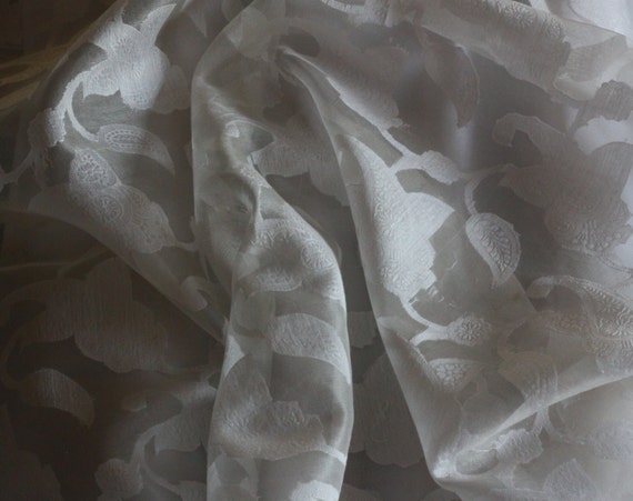 White on White Cutwork Jacquard 100% Silk Organza Fabric | Etsy